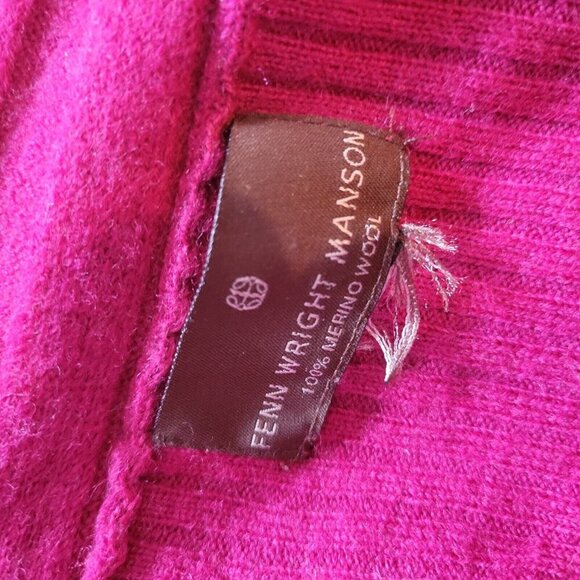 Fenn Wright Manson Sz L Women 100% Merino Wool Open Front Drape Fuschia Cardigan - Picture 5 of 5
